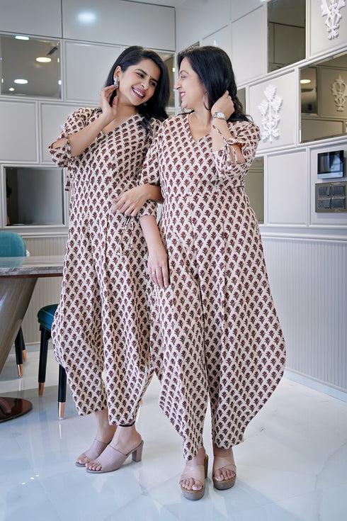 Beige Jaipuri Women Jumpsuit